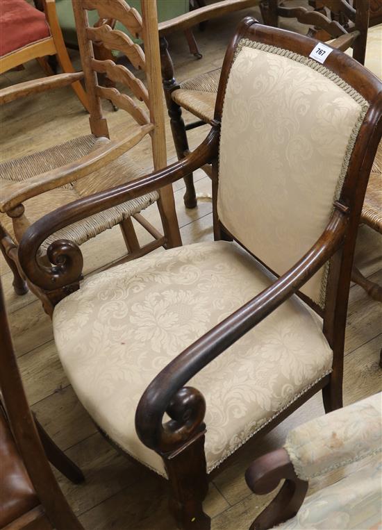 A French Empire mahogany fauteuil